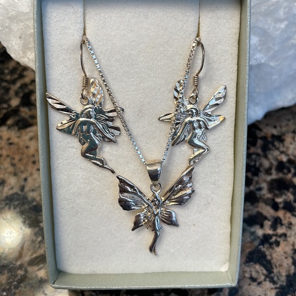 Sterling Silver Fairy Earring & Pendant Set Retail 142.00 NWT - Picture 2 of 12